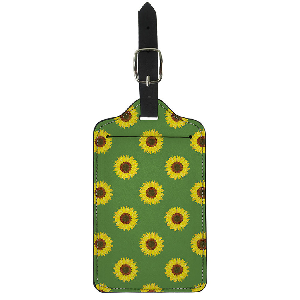 Green Sunflower Pattern Print Luggage Tag
