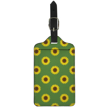 Green Sunflower Pattern Print Luggage Tag