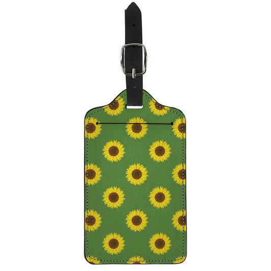 Green Sunflower Pattern Print Luggage Tag