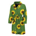Green Sunflower Pattern Print Men's Bathrobe