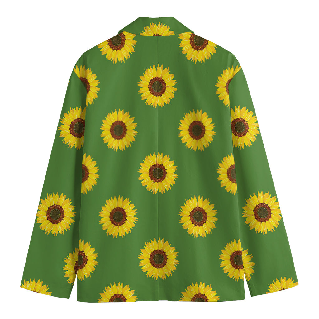 Green Sunflower Pattern Print Men's Blazer