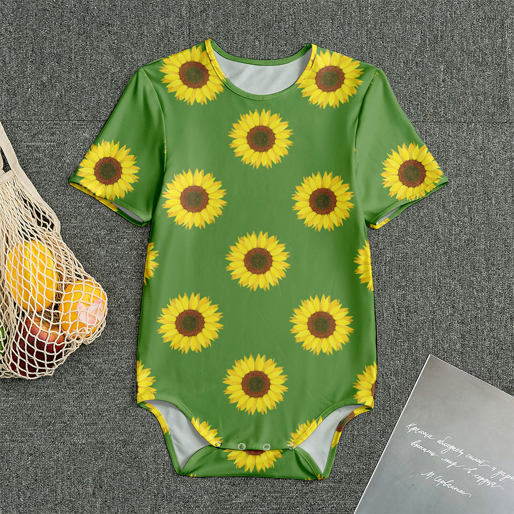 Green Sunflower Pattern Print Men's Bodysuit