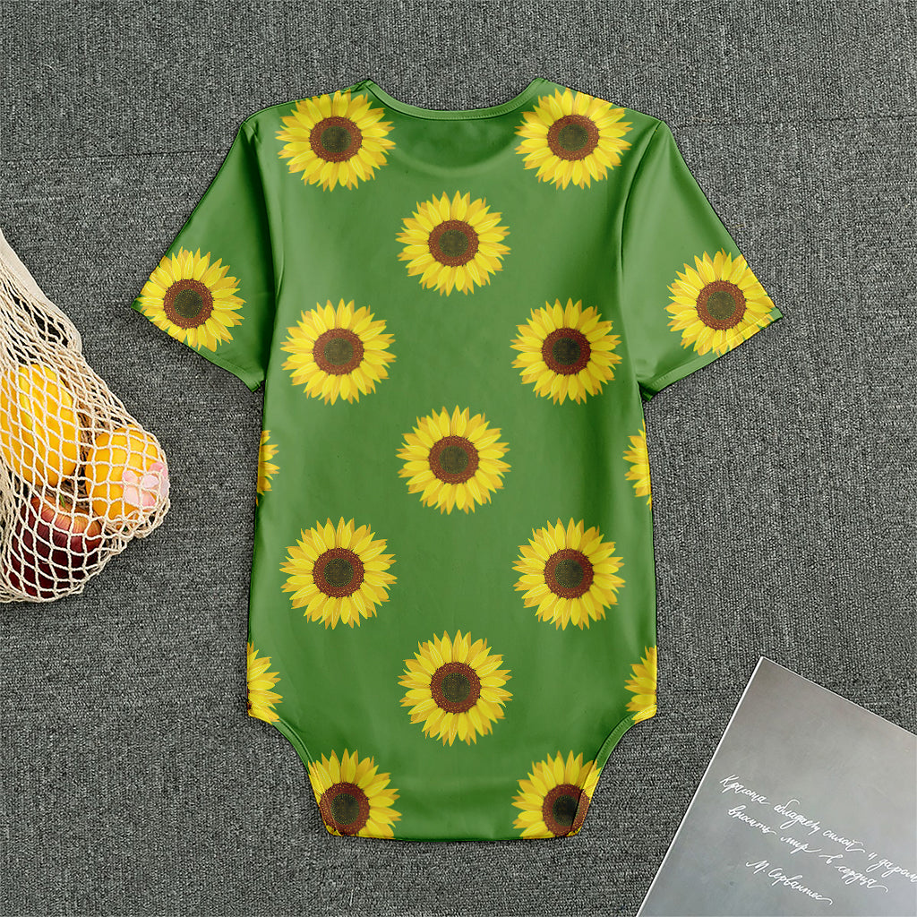 Green Sunflower Pattern Print Men's Bodysuit