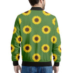 Green Sunflower Pattern Print Men's Bomber Jacket