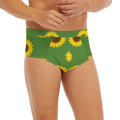 Green Sunflower Pattern Print Men's Briefs