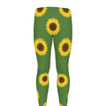 Green Sunflower Pattern Print Men's Leggings