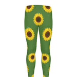 Green Sunflower Pattern Print Men's leggings