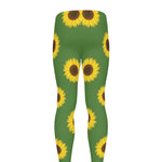 Green Sunflower Pattern Print Men's leggings
