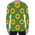 Green Sunflower Pattern Print Men's Long Sleeve T-Shirt