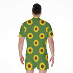 Green Sunflower Pattern Print Men's Rompers