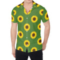 Green Sunflower Pattern Print Men's Shirt
