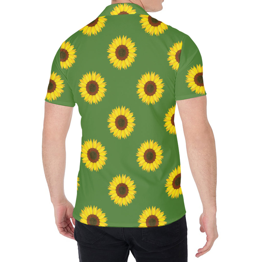 Green Sunflower Pattern Print Men's Shirt