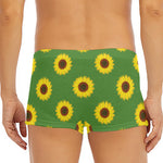 Green Sunflower Pattern Print Men's Short Boxer Briefs