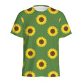 Green Sunflower Pattern Print Men's Athletic T-Shirt