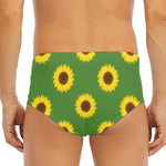 Green Sunflower Pattern Print Men's Triangle Swim Briefs