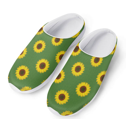 Green Sunflower Pattern Print Mesh Casual Shoes
