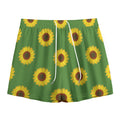 Green Sunflower Pattern Print Mesh Shorts