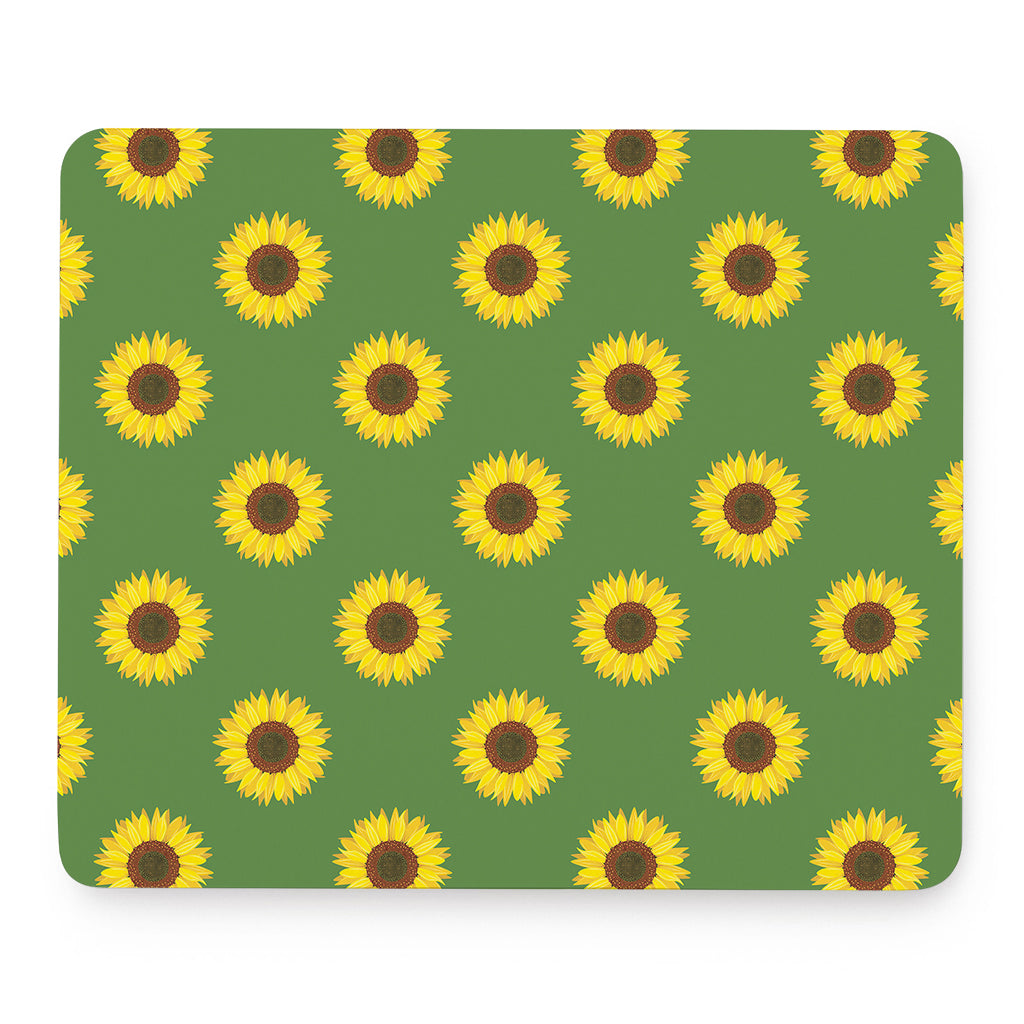 Green Sunflower Pattern Print Mouse Pad