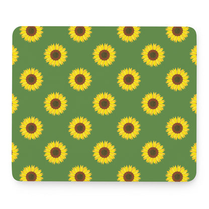 Green Sunflower Pattern Print Mouse Pad