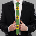 Green Sunflower Pattern Print Necktie