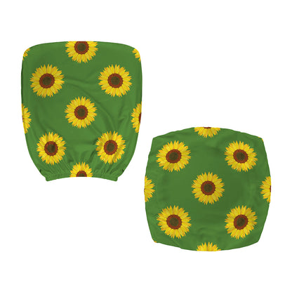 Green Sunflower Pattern Print Office Chair Cover