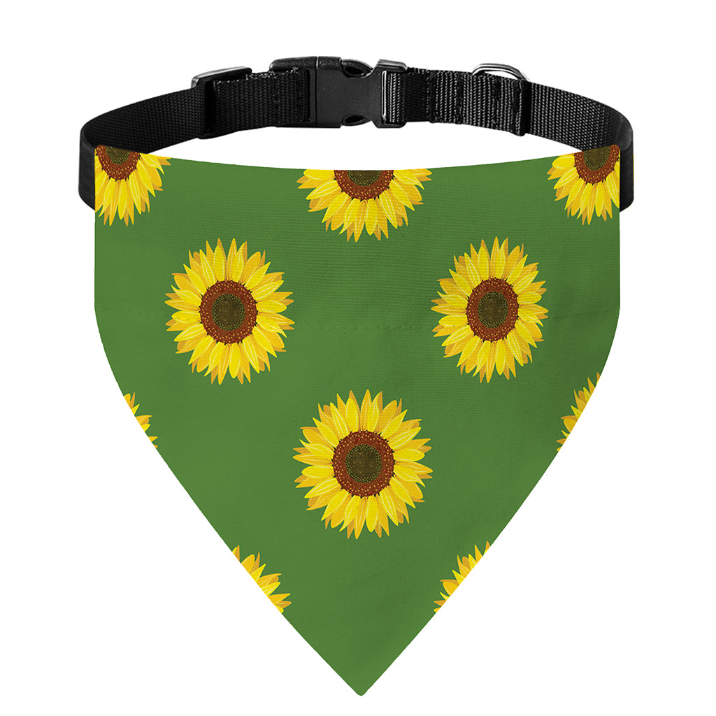 Green Sunflower Pattern Print Over The Collar Dog Bandana
