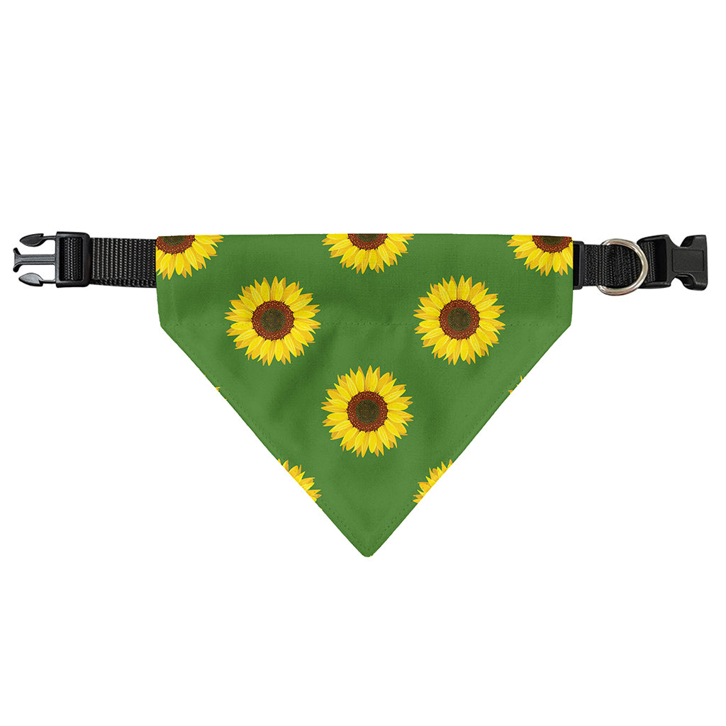 Green Sunflower Pattern Print Over The Collar Dog Bandana