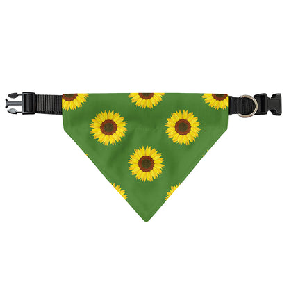 Green Sunflower Pattern Print Over The Collar Dog Bandana