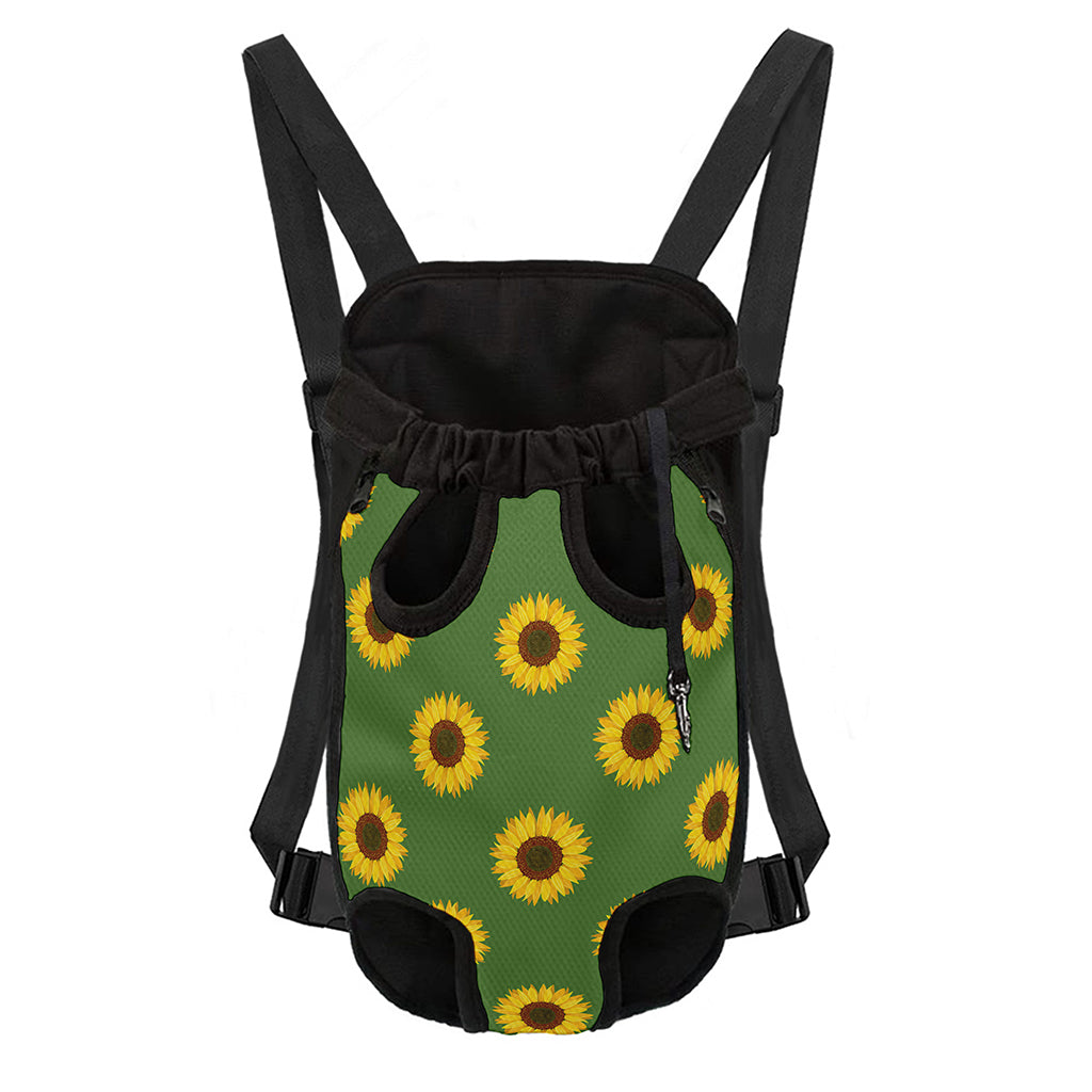 Green Sunflower Pattern Print Pet Carrier Backpack