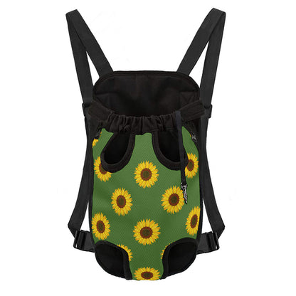 Green Sunflower Pattern Print Pet Carrier Backpack