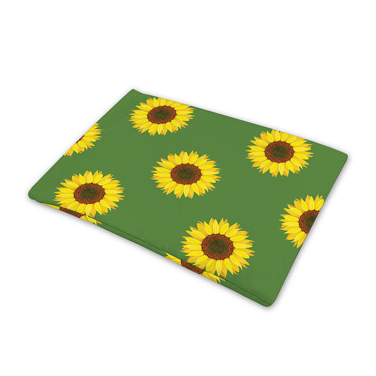 Green Sunflower Pattern Print Pet Cooling Mat Cover