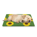 Green Sunflower Pattern Print Pet Cooling Mat Cover