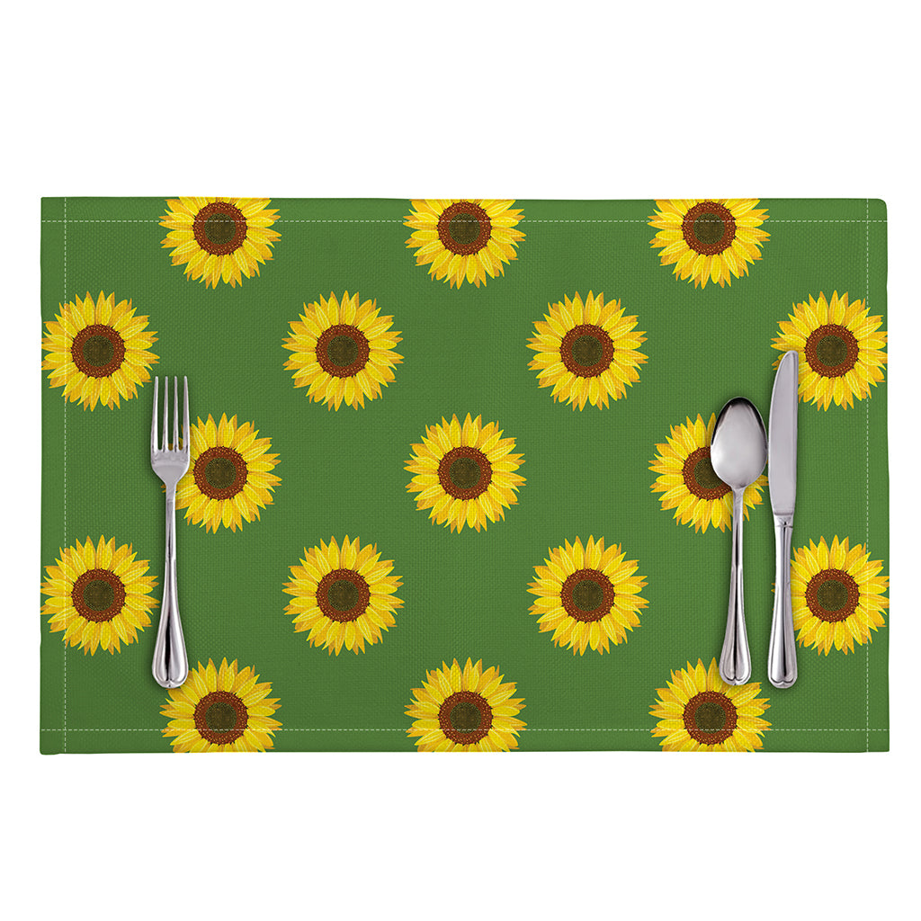 Green Sunflower Pattern Print Placemat