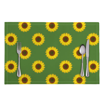 Green Sunflower Pattern Print Placemat