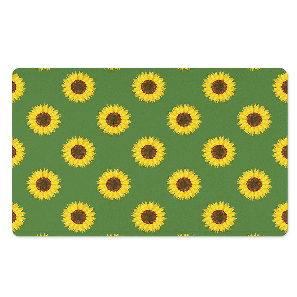 Green Sunflower Pattern Print Polyester Doormat