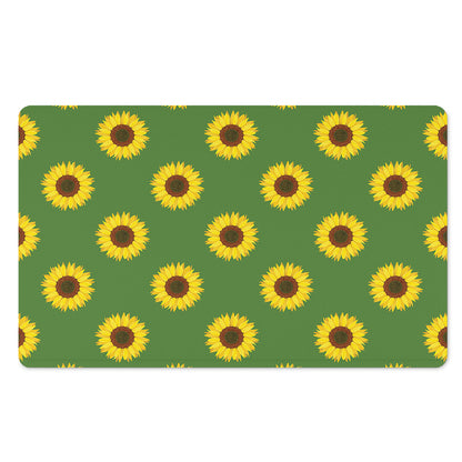Green Sunflower Pattern Print Polyester Doormat