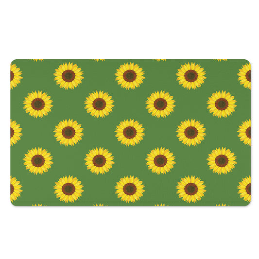 Green Sunflower Pattern Print Polyester Doormat