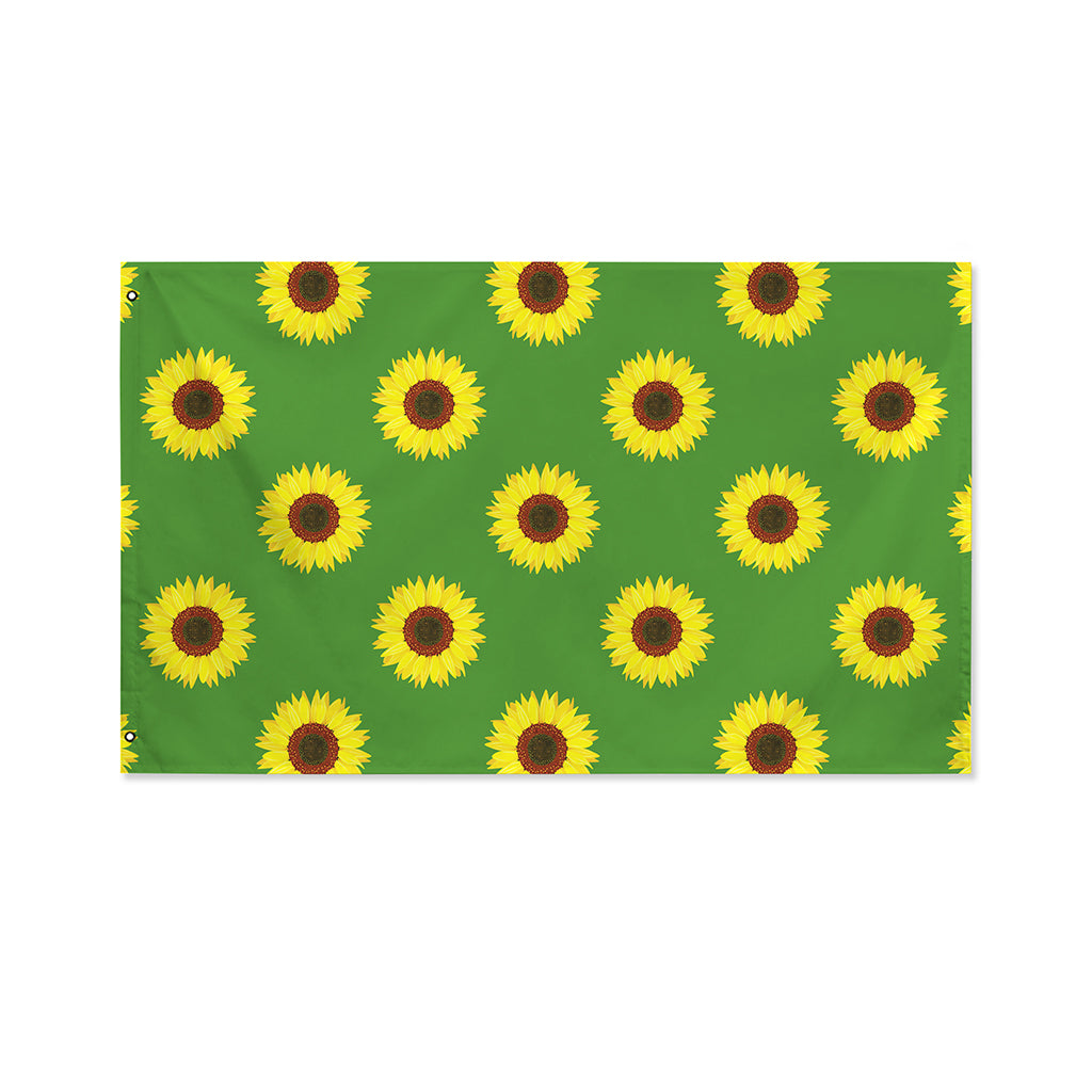 Green Sunflower Pattern Print Polyester Flag