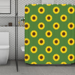 Green Sunflower Pattern Print Polyester Shower Curtain