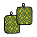Green Sunflower Pattern Print Pot Holders