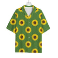 Green Sunflower Pattern Print Rayon Hawaiian Shirt