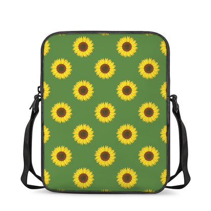 Green Sunflower Pattern Print Rectangular Crossbody Bag