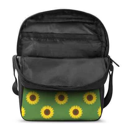 Green Sunflower Pattern Print Rectangular Crossbody Bag