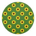 Green Sunflower Pattern Print Round Blanket
