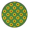 Green Sunflower Pattern Print Round Floor Mat