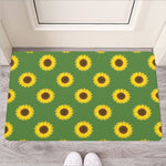 Green Sunflower Pattern Print Rubber Doormat
