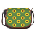 Green Sunflower Pattern Print Saddle Bag