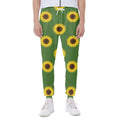 Green Sunflower Pattern Print Joggers