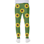 Green Sunflower Pattern Print Scuba Joggers