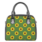 Green Sunflower Pattern Print Shoulder Handbag
